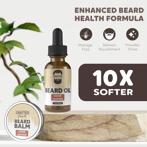 Beard Oil and Balm Set - Softer, Smoother, Moisturized Beard Care - Cedarwood Scent Gift for Men