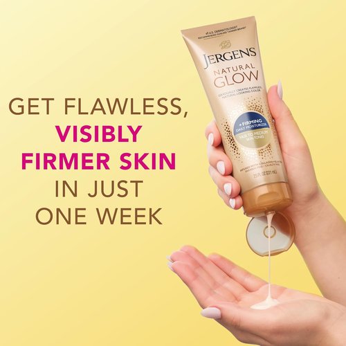 Jergens Natural Glow Firming Self Tanner Body Lotion - Sunless Tanning Moisturizer for Fair to Medium Skin Tone | 7.5 Fl Oz