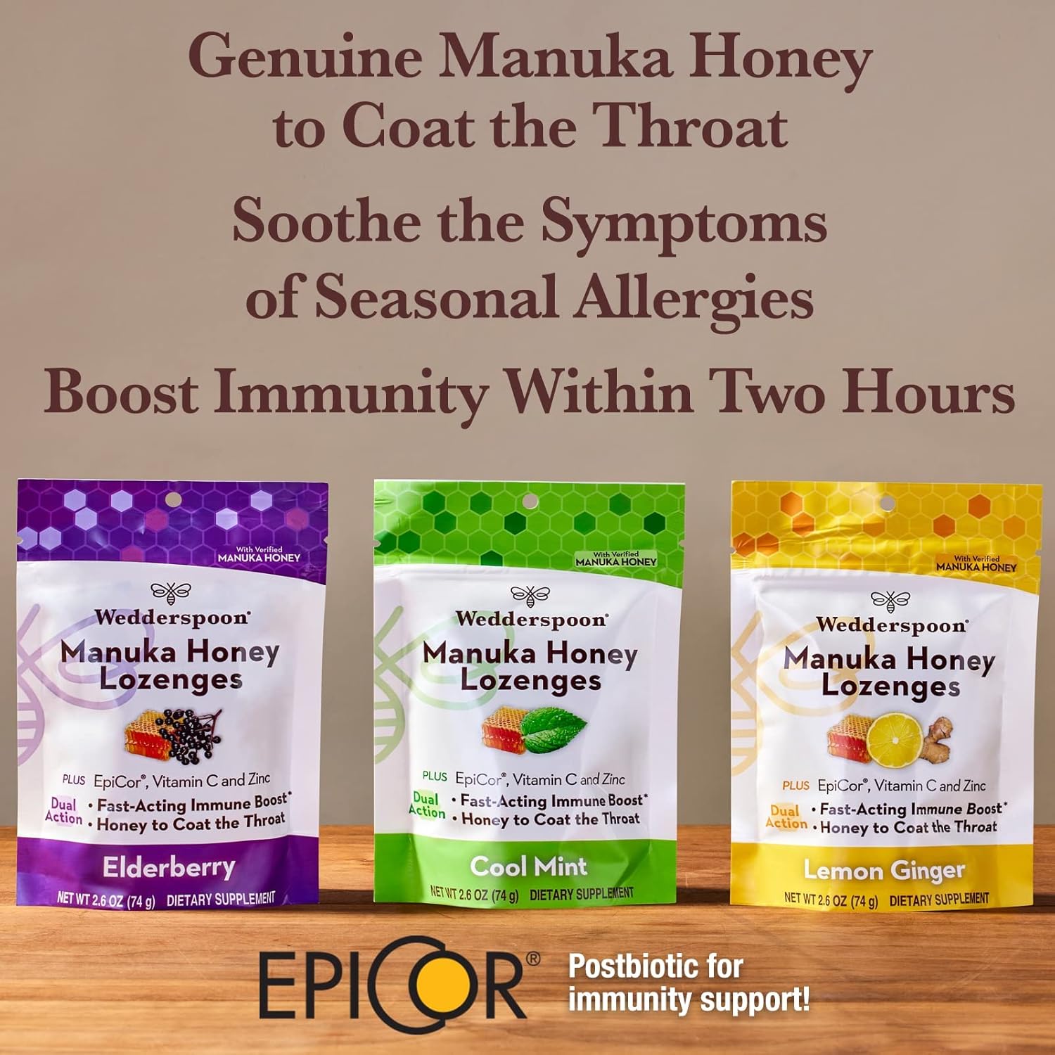 Wedderspoon Manuka Honey Lozenges - Lemon Ginger Flavor, 2.6 Oz | Boost Immunity Fast