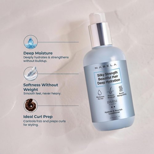 NABELA Deep Hydration Conditioner - Curl Enhancing Anti-Frizz Treatment with Hyaluronic Acid & Shea Butter - 8 fl oz
