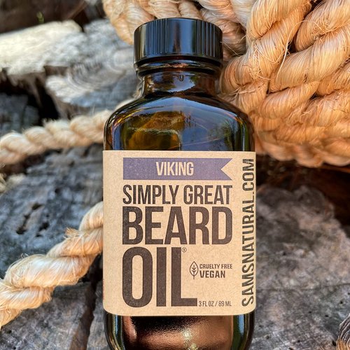 Simply Great Beard Oil - Viking Scent - Holiday Gifts - Stocking Stuffers - Gifts for Men - Beard Conditioner - 3 Oz - Easy Applicator - Natural - Vegan and Cruelty Free Care for Beards