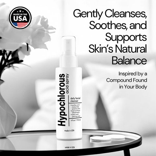 BodyJ4You Hypochlorous Acid Spray for Face Cleaner - HOCL Facial Toner Acne Sensitive Skin - HOCL Molecule Spray Topical Skin Redness Relief Breakouts - Piercing Aftercare Solution Fine Mist - 4 Fl Oz