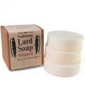 troutcreeksoaps® Traditional Lard Soap, 3 Bars | Natural, Unscented & Biodegradable | Handmade with Just 3 Simple Ingredients | Pig Tallow Bar Soap Made in the USA