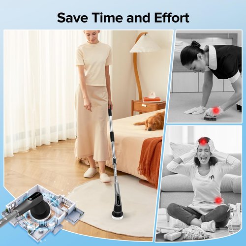 Dreazu G2 Electric Spin Scrubber - IPX7 Waterproof 10-in-1 Shower Cleaner Brush, Retractable Handle & 2-Speed for Bathroom, Bathtub, Kitchen, Tile Floors