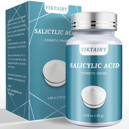 Salicylic Acid Powder (4.58 oz/130 g), Ultra Pure Cosmetic Grade Original Ingredients with no Additives, BHA Exfoliant for DIY Cleanser, Toner, Shampoo, Body Wash, Lotion