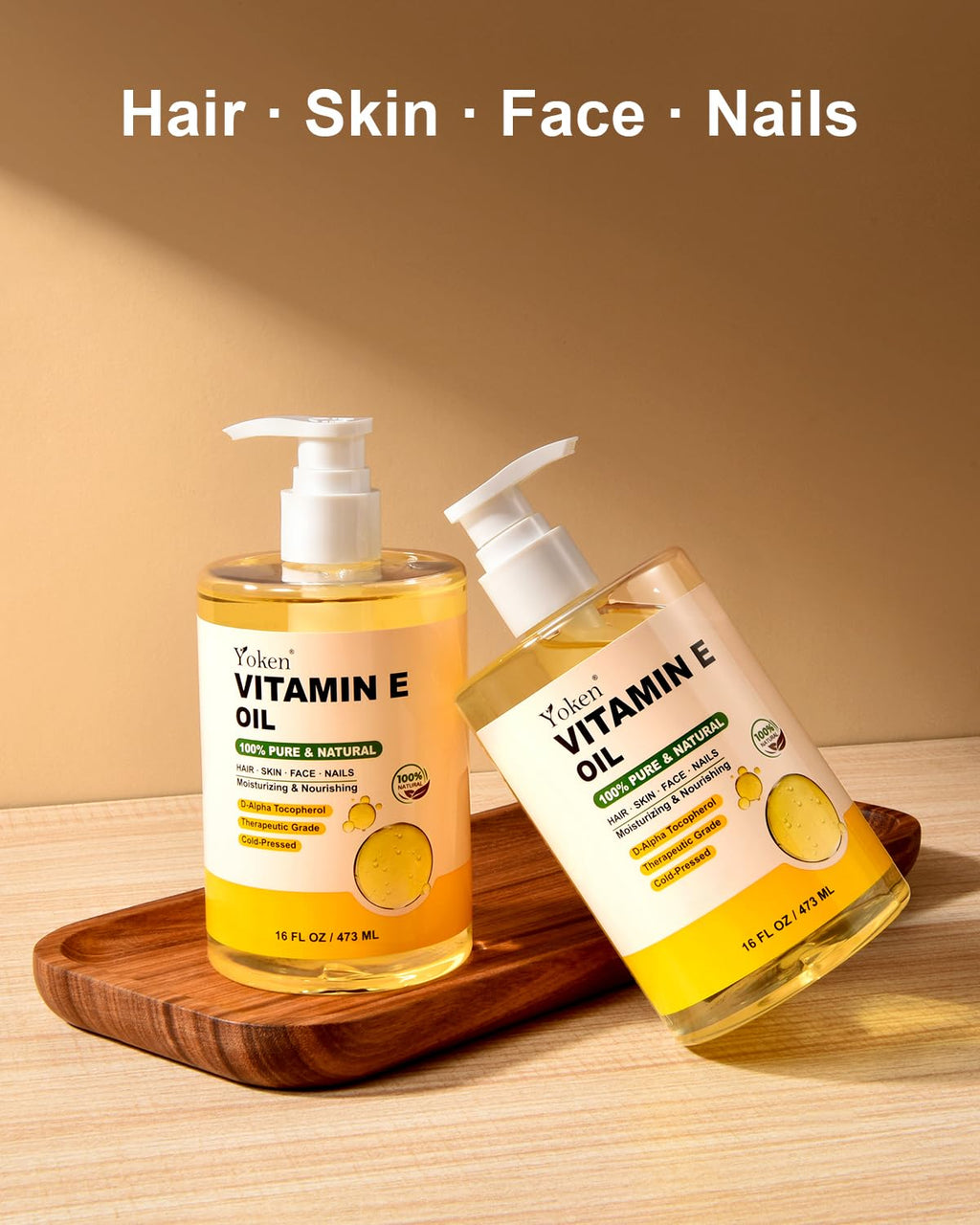 Yoken Vitamin E Oil 16 Fl Oz Vitamina E Oil for Skin Bulk Vitamine oils for Face,Cold Pressed Hexane Free Formula Liquid Perfect Care Bath and Body oils