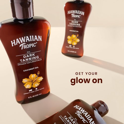 Hawaiian Tropic Dark Tanning Oil - Moisturizing Cocoa Butter Body Oil | 8 Fl Oz Twin Pack