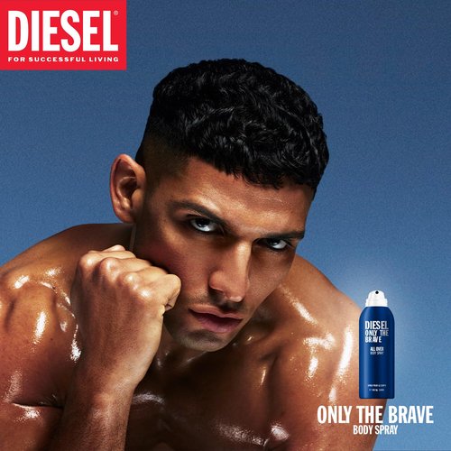 Diesel Only The Brave Body Spray for Men - Fougere Scent with Lemon, Rosemary & Ambery Wood | 6.8 Fl. Oz.