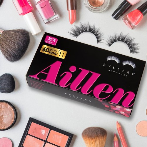Aillen False Eye Lashes Wispy Mink, Fluffy False Lashes Natural Look 6D Volume Pack, Suitable for All Face Types