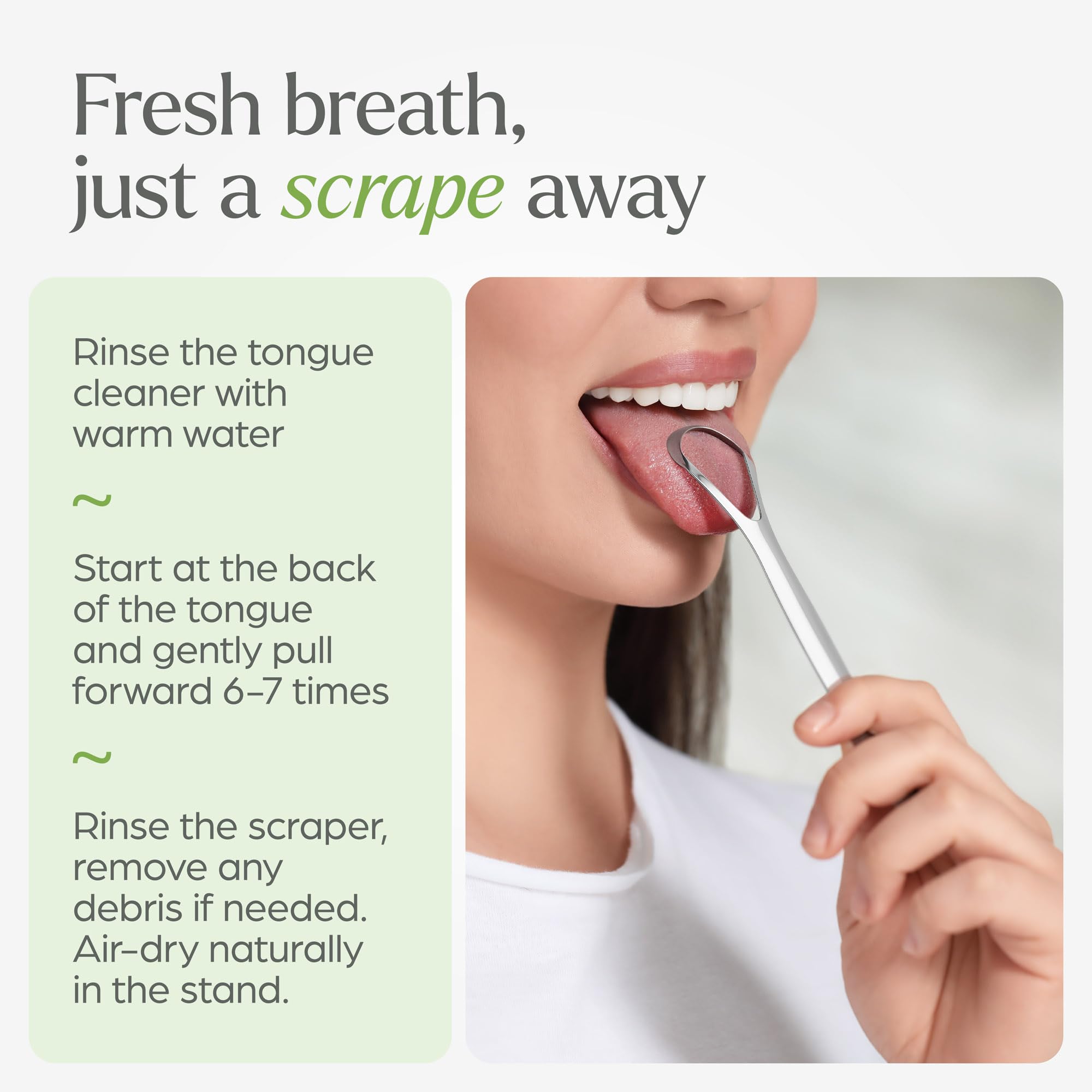 VIVAGO Tongue Scraper for Adults with Holder (2 Pack) - Metal Tongue Scraper for Tongue Cleaning and Reducing Bad Breath - Stainless Steel Tongue Scraper for Adults, Tongue Cleaner for Adults