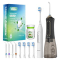 Cordless Water Flosser with Electric Toothbrush Combo and Freshening Refilled Tabs —Dual 5 Modes Rechargeable Oral Care for Braces, Teeth Cleaning, IPX7 Waterproof for Travel and Home Use