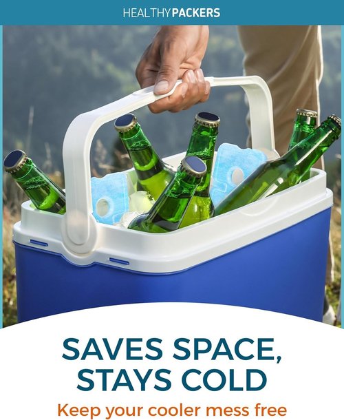 Healthy Packers Ice Packs - Long-Lasting Reusable Cool Packs for Lunch Boxes & Coolers | Ideal for Beach, Camping & Fishing