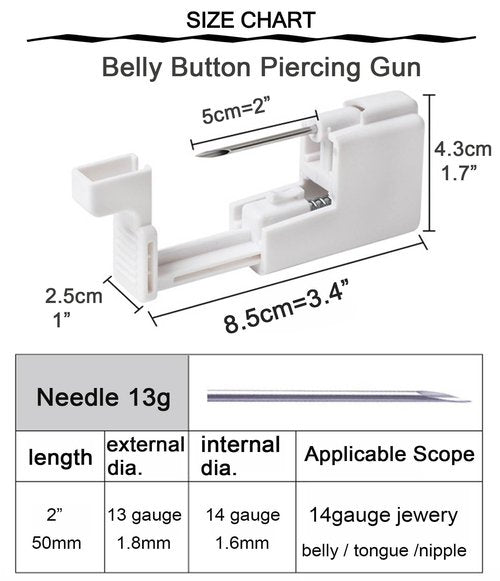 QWALIT Belly Button Piercing Kit Belly Piercing Kits Silver Belly Button Piercing Gun Self Belly Piercing Gun with Surgical Steel Dangle Belly Rings at Home