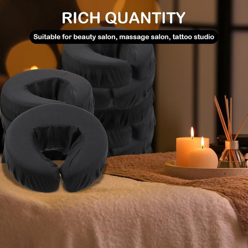 Macarrie 24 Pcs Microfiber Face Cradle Covers - Soft, Reusable & Oil-Proof for Massage Tables | Black