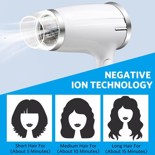 Travel Hair Dryer 1200W Folding Handle Lightweight Blow Dryer,Smart Portable 3 Heat Settings Professional Compact Hair Dryer,Fast Drying for Women