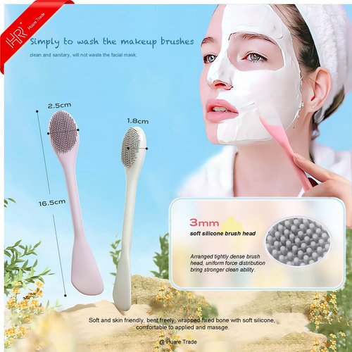 Silicone Face Mask Applicator 3 Packs, Huare Technology Facial Mask Brushes for Mud,Clay,Charcoal Mixed Mask,Soft Makeup Beauty Brush Tools for Apply Cream,Lotion (Pink+Purple+Gray)