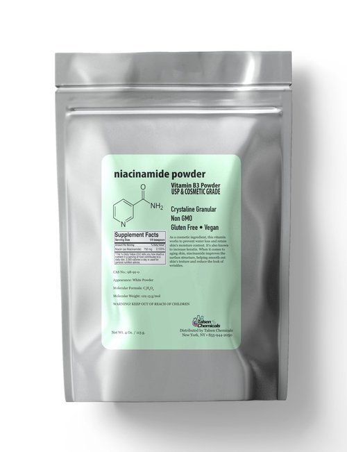 Talsen Chemicals Pure Niacinamide Powder for Skin Care (Vitamin B3) DIY Niacinamide Serum, Niacin Powder (4 Ounce / 113 Gram) Cosmetic Grade