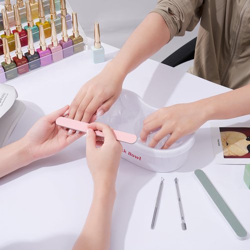 Dual Nail Soaking Bowl Acetone Proof: Nail Polish Acrylic Nail Remover Soak Off Bowl- Dip Powder Remover Manicure Bowl for Salon Home Use (D1-White)