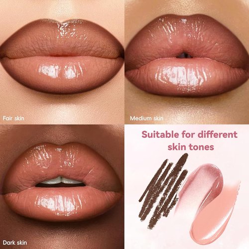 Noerrors 3 in 1 Nude Peach Lip Kit - Hydrating Lip Gloss, Matte Velvet Glaze & Creamy Pencil Set