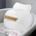 Bathland Bath Pillows for Tub - Luxury Bathtub Pillow Neck, Head, Back Support, Soft 5D Mesh Fabric and Non-Slip Suction Cups & Quick Dry, Fits All Tubs, Bath Soaking Accessories Spa Gifts, White