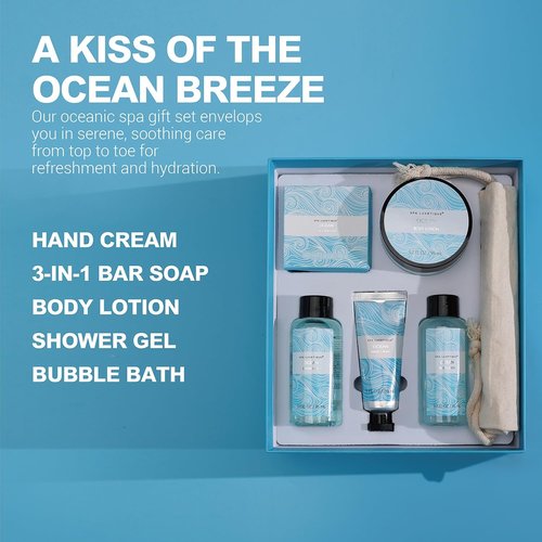 Spa Luxetique Spa Gift Set - Ocean-Inspired Relaxation with Body Lotion, Shower Gel & More | Perfect for Mother's Day
