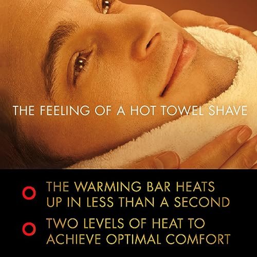 Gillette Heated Razor for Men - Deluxe Travel Shave Kit with Charging Dock & Case | 1 Handle, 2 Blade Refills