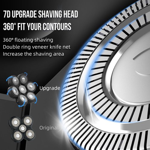 Bald Head Shaver Replacement Blades for Head Shaver, Premium 7 Blades Shaver Replacement Heads for Universal Head Shavers and Freedom Bald Men Grooming, 3 Cleaning Brush, 3 Pack