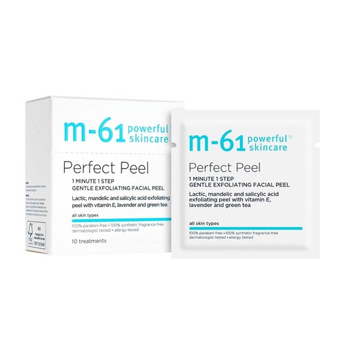 M-61 Perfect Peel - Gentle Exfoliating Facial Peel Pads with Lactic, Mandelic & Salicylic Acid | Ideal for Sensitive Skin & Daily Use | Dermatologist Tested, Made in USA