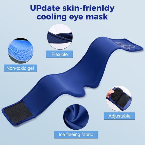Cooling Gel Eye Mask Sleep: FSA -HSA Eligible, Cold Compress for Puffy Eyes & Migraine Relief - Reusable Gel Weighted Sleeping Mask for Dark Circles & After Surgery, Flexible Ice Pack for Face(Blue)