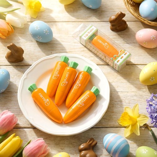 Skiennix Carrot Lip Balm - 6 Pcs Moisturizing Easter Beauty Gifts | Nourishing Spring Basket Stuffers