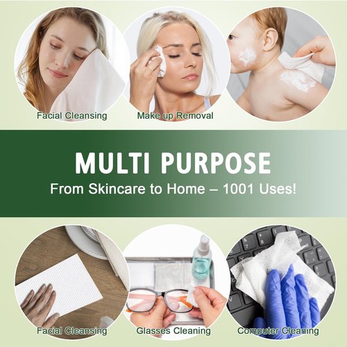 Disposable Face Towels 600 Count, Biodegradable Ultra Soft & Thick Facial Towels for Sensitive Skin, Lint-Free Makeup Remover Dry Wipes, Multi-Purpose Cleansing Towelettes for Face Wipes, Skincare