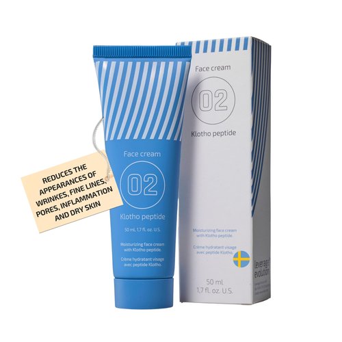 EiE 02 Klotho Peptide Cream Face Moisturizer – Rare Groundbreaking Peptides Face Cream for Women with Hyaluronic Acid, Sagging Skin, Fine Lines and Wrinkles Treatment, Made in Sweden, 1.7 fl. Oz