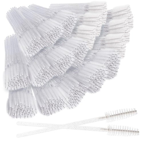 500PCS Disposable Eyelash Brushes - Upgraded Mascara Wands & Makeup Applicators Kit for Eyelash Extensions Makeup and Eyebrow Grooming(White)