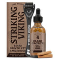 Striking Viking Beard Growth Kit - Sandalwood, 2 fl oz - Fuller, Thicker & Healthier Facial Hair Oil Infused with Jojoba & Argan Extracts - For All Hair Types & Patchy Areas - Biotin Fortified