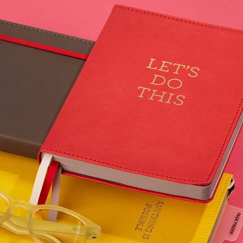 C.R. Gibson Dot Grid Notebook Journal - Red Leatherette Cover, 240 Pages, 6" W x 8.5" L
