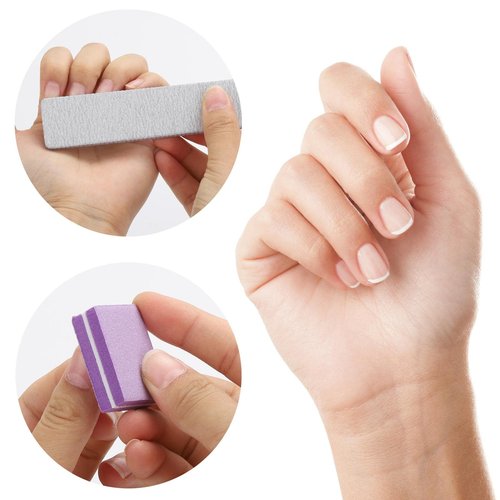 25 Pcs Nail Files for Acrylic Nails and 50 Pcs Mini Buffer Block File, 100/180 Grit Nail Buffer Double Sides Emery Boards Fingernail Files