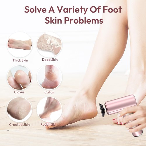 Drivox Electric Foot Callus Remover - 2 in 1 Rechargeable Electric Callus Remover for Feet, Pedicure Tools with 70pcs Sandpapers, Professional Foot Scrubber File for Dead Skin - Pink