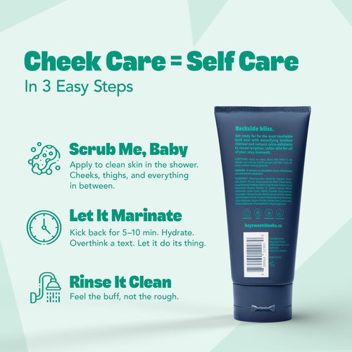 Charcoal Exfoliating Bum and Body Mask, Detoxifying Bamboo Charcoal and Volcanic Exfoliants for Radiant, Silky Smooth Skin, Bottoms Up by Hey Sweet Cheeks, 4 oz