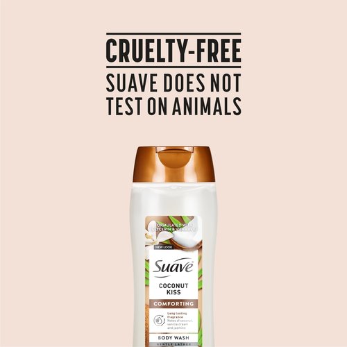 Suave Moisturizing Body Wash Women, Coconut Kiss with Vitamin E and Aloe Extracts, No Parabens, No Phthalates, 18 Oz (Pack of 6)