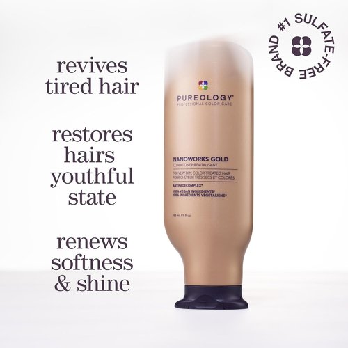 Pureology Nanoworks Gold Conditioner - Restores & Strengthens Very Dry, Color-Treated Hair | Sulfate-Free & Vegan