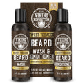 Viking Revolution Beard Wash and Beard Conditioner for Men with Argan Oil and Jojoba Oil - Beard Softener and Strengthener Beard Care Beard Shampoo and Conditioner with Beard Oil (5oz, Sweet Tobacco)