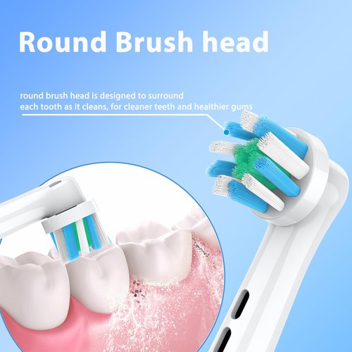 Caslynor Replacement Heads Compatible with Oral B Braun Pro 100, 500, 1000, Vitality, Smart, Genius, Cross Bristles for Deeper Plaque Removal, Pack of 12 Electric Toothbrush Heads Refills, White