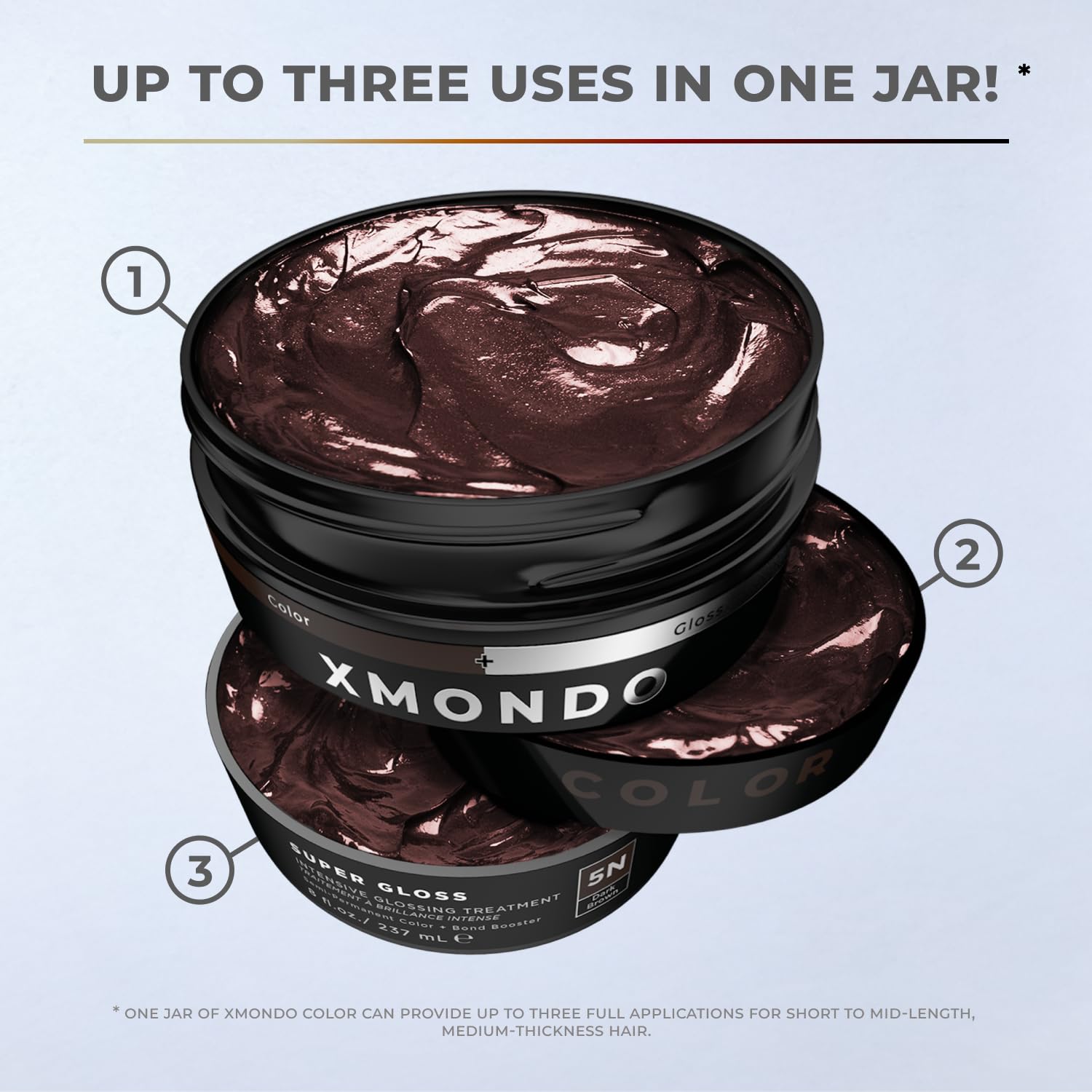 XMONDO Color 5N Dark Brown Color Depositing Mask - Nourishing Glossing Treatment, 8 Fl Oz | Vegan Formula