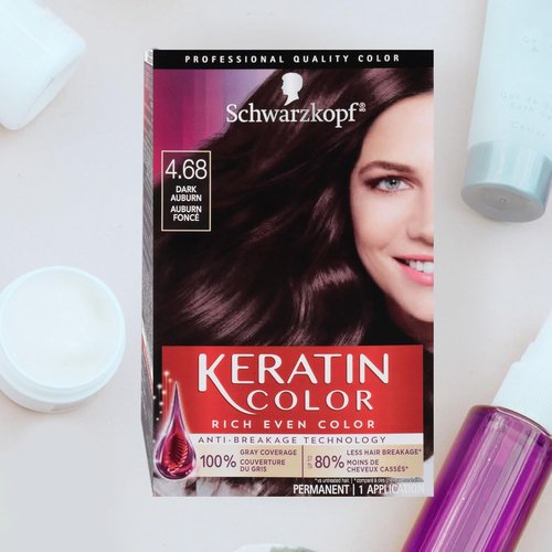 Schwarzkopf Keratin Color Permanent Hair Color Cream - 4.68 Dark Auburn | Long-Lasting Formula