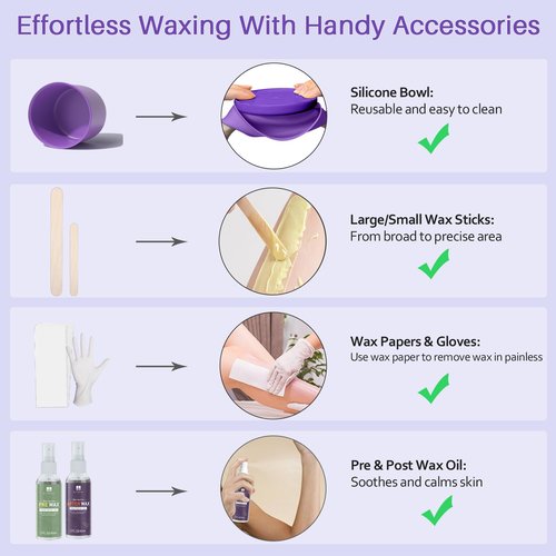 BLITZWAX Brazilian and Bikini Waxing Kit for Women, Hard Wax Warmer for Face, Legs and Body, At Home Hair Removal Kit, Beginner Friendly, Digital Fast Heating, 51 Wax Items