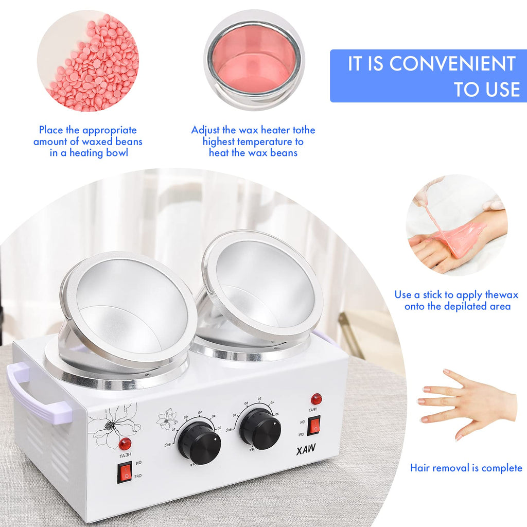 WAOYPGZ Waxing Kit Portable Wax Warmer Machine (double pots)