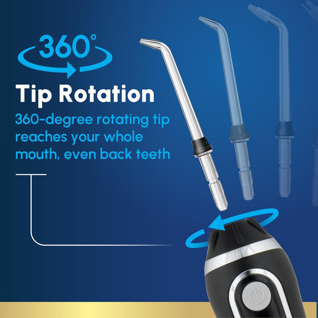 Waterpik Cordless Advanced 2.0 Water Flosser - Portable Dental Care with Travel Bag & 4 Tips, Black