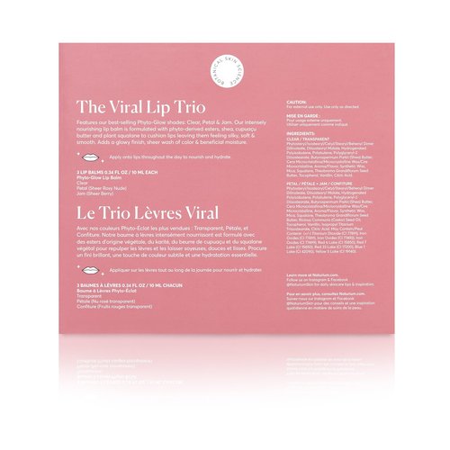 Naturium The Viral Lip Trio - Phyto-Glow Lip Balm With Shea Butter & Squalane, Sheer Tinted Colour, Clear, Petal, Jam, 3 x 10 ml