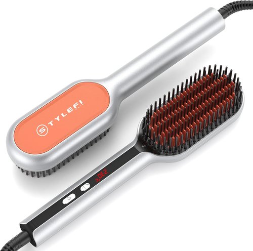 Skiennix Ionic Hair Straightener Brush - Fast Heating Comb for Thick Curly Hair | Anti-Scald, 250°F-450°F