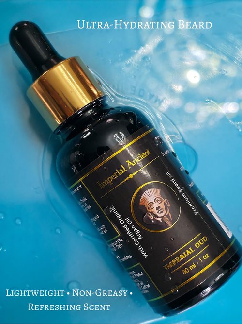 Imperial Oud Beard Oil for Men – Premium Grooming Oil with Argan, Jojoba & Almond – Softens Beard, Non-Greasy, Deeply Nourishing – Luxurious Oud Scent – 30ml – Made in Canada